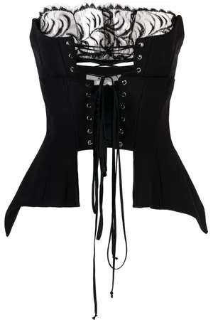MANURI Corset-style panelled-lace top