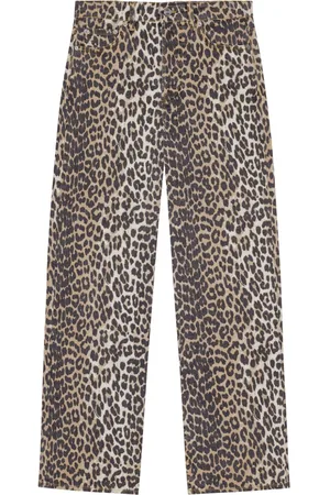 Ganni Leopard print denim trousers