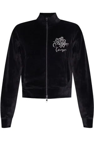 Kenzo Logo-embroidered velvet hoodie