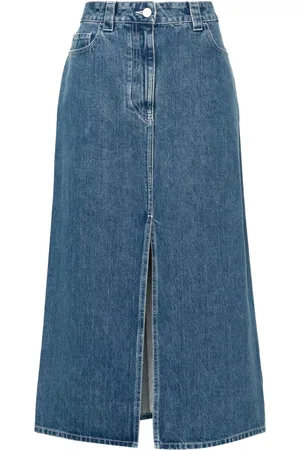 SUNNEI Logo-patch denim skirt
