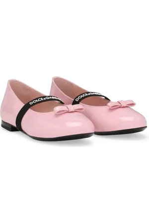 Dolce & Gabbana Logo-strap bow ballerina shoes