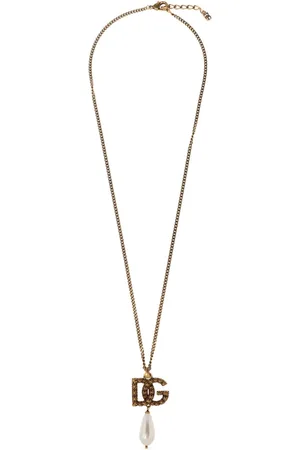 Dolce & Gabbana Faux-pearl logo-pendant necklace