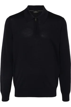 BRIONI Zip-fastening wool polo shirt