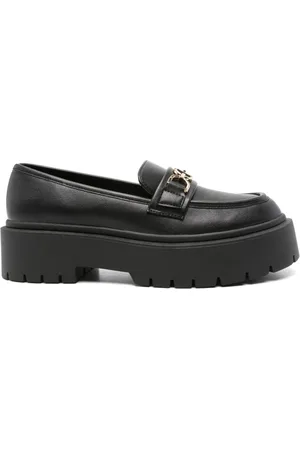 Twin-Set 45mm logo-buckle leather loafers