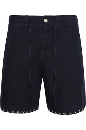 THE ELDER STATESMAN Contrasting-stitch linen shorts