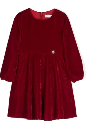 MONNALISA Detachable-collar velvet dress