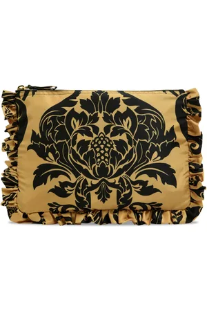 La DoubleJ Cherubs-print ruffle-trim clutch bag
