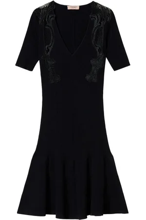 Twin-Set Lace-detail rib-knit minidress