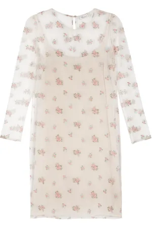 BLUMARINE Floral-embroidery midi dress