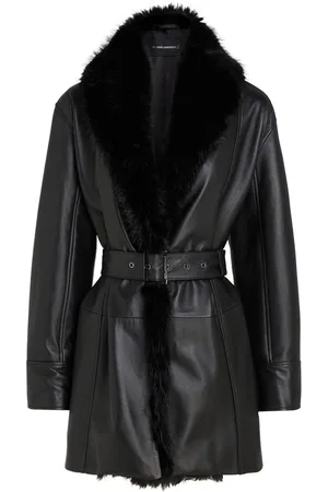 Karl Lagerfeld KL Studio faux-fur collar leather coat