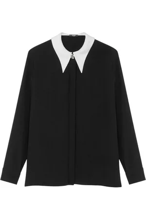 VERSACE Contrast-collar silk crêpe shirt