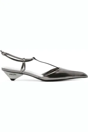 Prada 35mm metallic-finish pumps