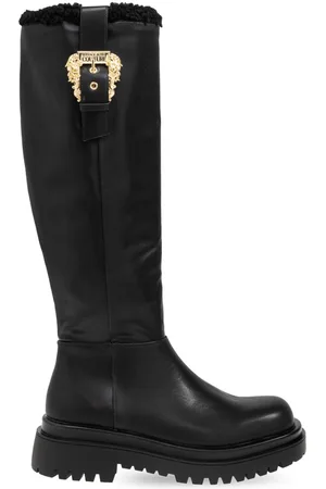 VERSACE Drew baroque buckle knee-high boots