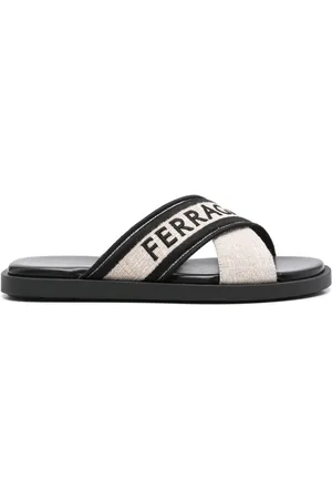 Salvatore Ferragamo Logo-embroidered crossover-strap sandals