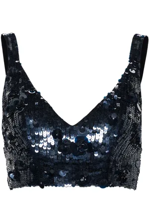 P.A.R.O.S.H. Sequin-embellished cropped top