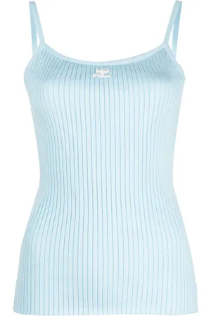 Courrèges Logo print ribbed knit top