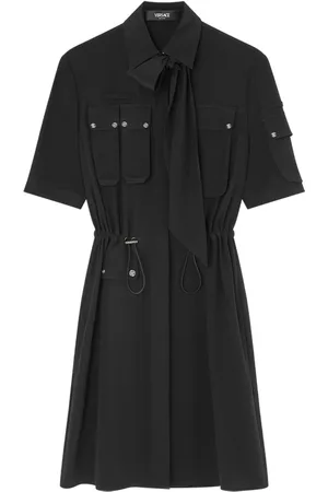 VERSACE Lavalli�re silk cargo shirt dress