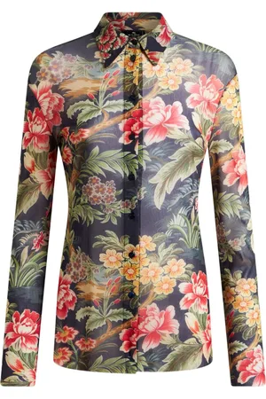 Etro Printed tulle shirt