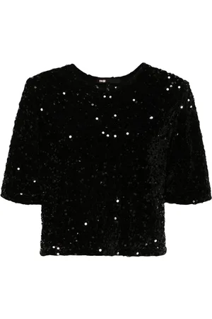Maje Sequinned velvet top
