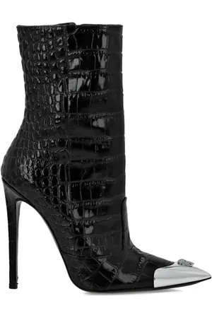 Philipp Plein 120mm skull-appliqué croco boots