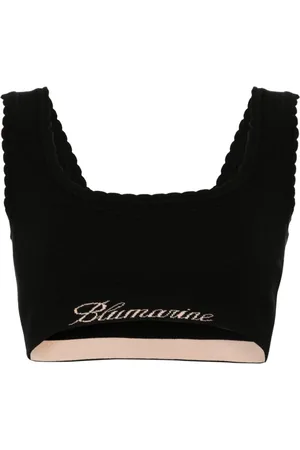 BLUMARINE Logo-jacquard crop top