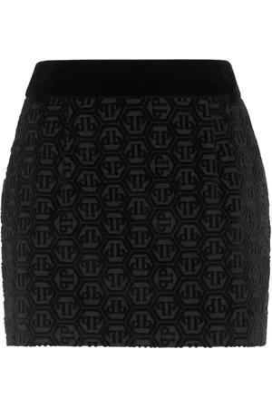 Philipp Plein Monogram velvet mini skirt