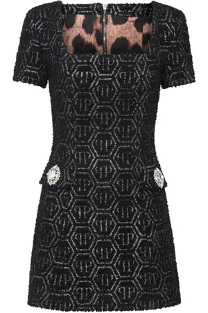 Philipp Plein Monogram tweed dress