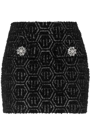 Philipp Plein Mini monogram tweed skirt