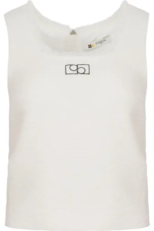 PORTS 1961 Logo-embroidered tweed top