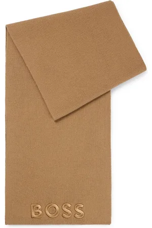 HUGO BOSS Logo-embroidered virgin-wool scarf