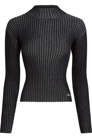 Karl Lagerfeld Mock-neck lurex T-shirt