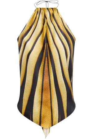 Roberto Cavalli Ray of print halterneck silk top
