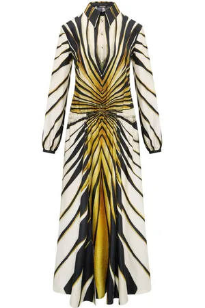 Roberto Cavalli Ray of Gold print silk shirt dress