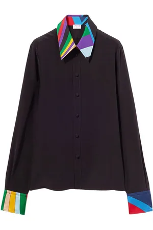 Puccini Abstract-print trim silk shirt