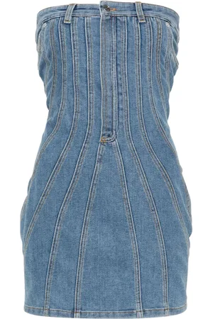 MUGLER Denim bustier mini dress