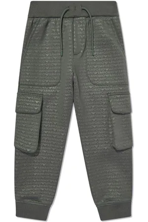 Emporio Armani All-over logo-print cargo tracksuit bottoms