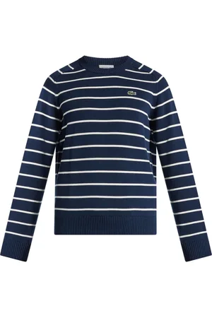 Lacoste Logo-patch striped cotton jumper