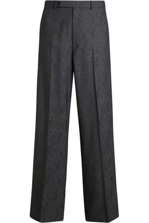 Etro Jacquard pleated straight-leg trousers