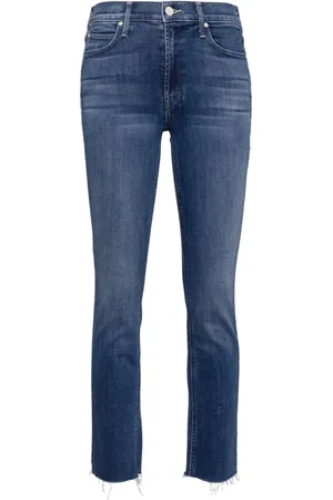 Mother The Mid Rise Dazzler Ankle Fray straight-leg jeans