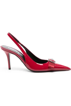 VERSACE 85mm Gianni-ribbon slingback pumps