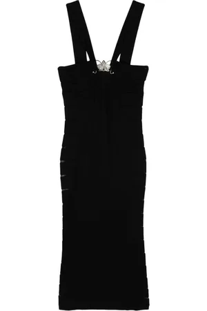 GENNY Sheer-slits knitted midi dress