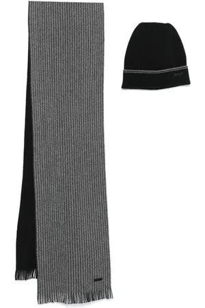 HUGO BOSS Monogram-jacquard scarf set