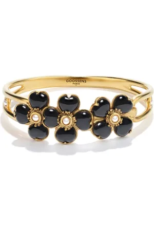 Goossens 24kt plated Clover quartz and pearl bracelet