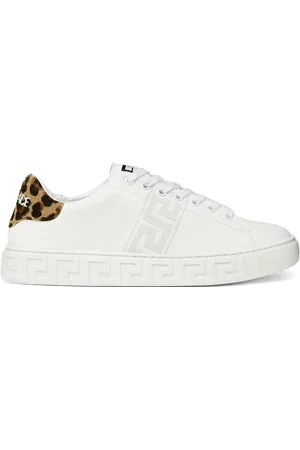 VERSACE Greca leopard-embroidered sneakers