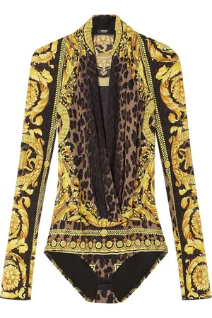 VERSACE Wild Barocco silk draped bodysuit