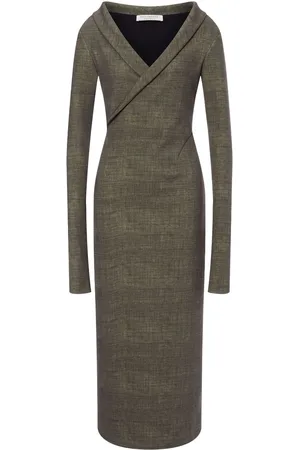 Serafini Folded-neckline midi dress