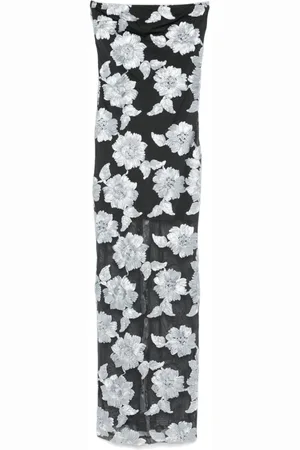 ROTATE Flower mesh maxi dress