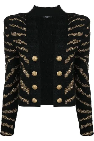 Balmain Striped cardigan coat