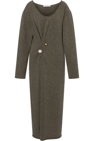 Serafini Brooch-detail knitted midi dress