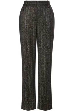 Alberta Ferretti Pinstriped mid-rise tailored trousers